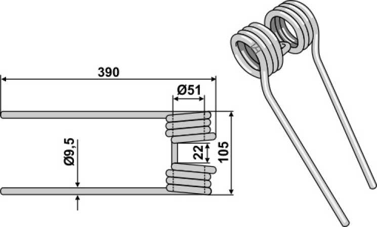 Heuwenderzinken Ø9,5